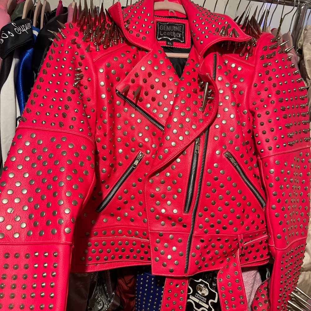 Leather spike jacket